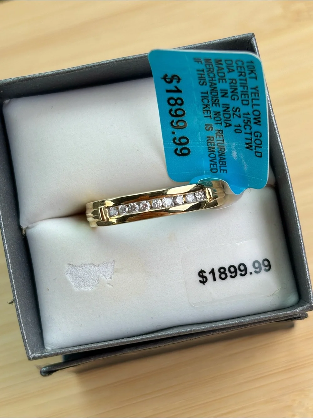 Brand New 10K Yellow Gold Certified 1/5 CTTW Diamond Ring Men's Wedding Band